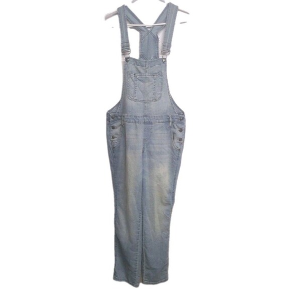 LEI Overall Denim Y2K Juniors Medium Light Wash Faded Laps Overall Blue M VTG - Picture 13 of 13